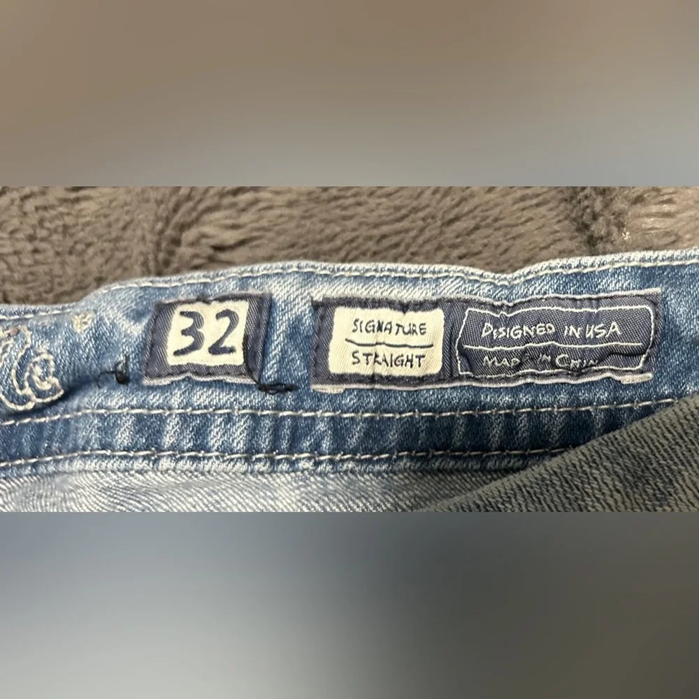 Miss Me Signature Straight Embellished Pocket Light Blue Denim Jeans 32 - Picture 6 of 6